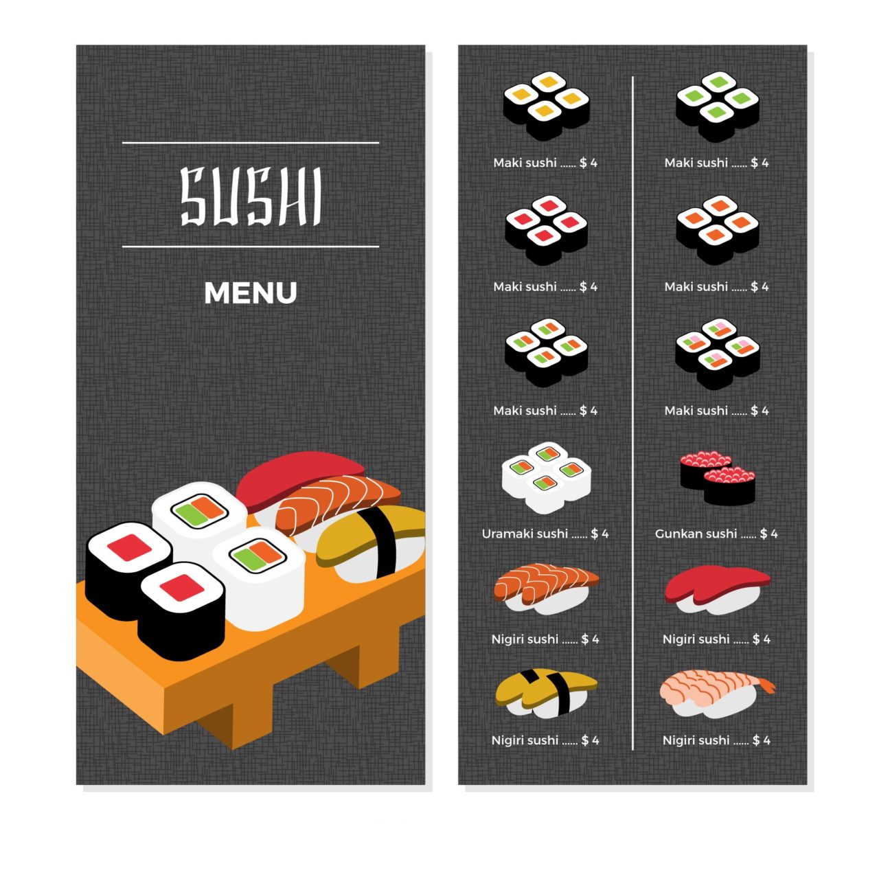 Меню суши ресторана